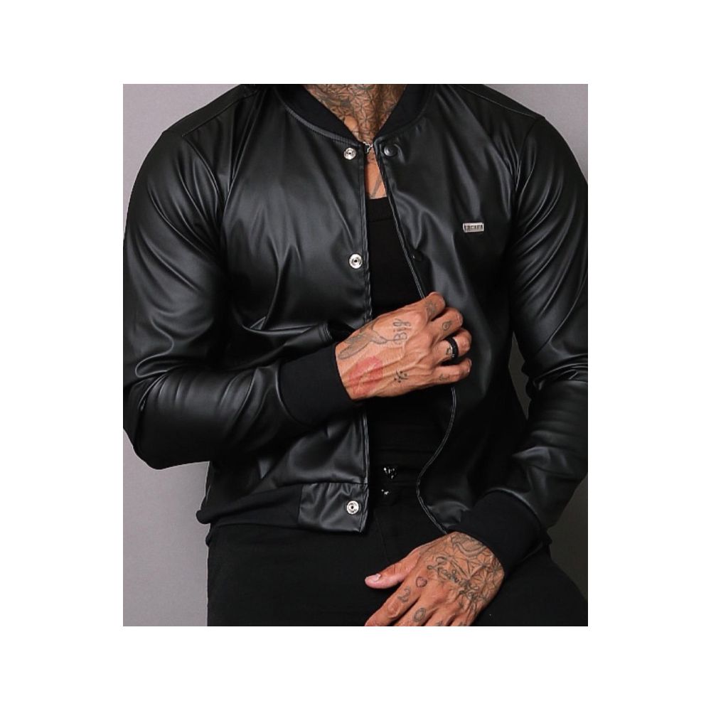 Jaqueta Lacapa Bomber Courino Slim Streetwear