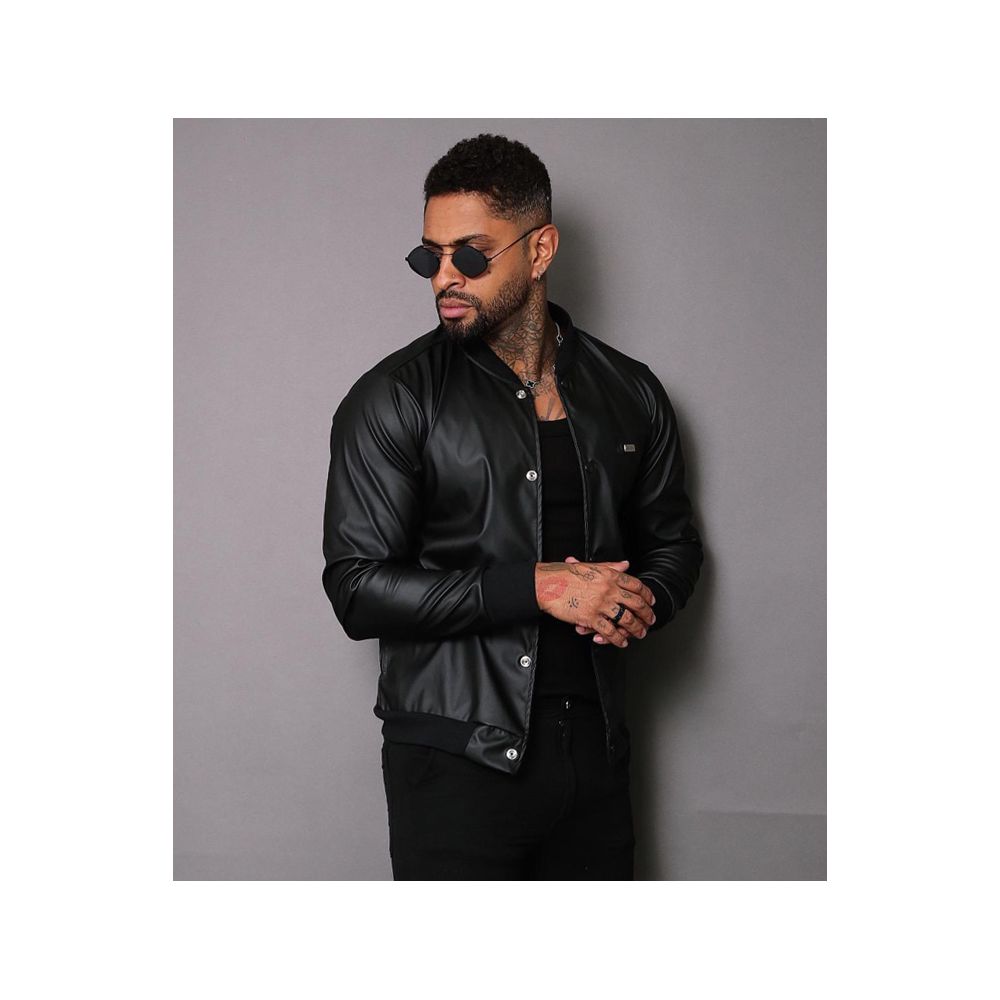 Jaqueta Lacapa Bomber Courino Slim Streetwear
