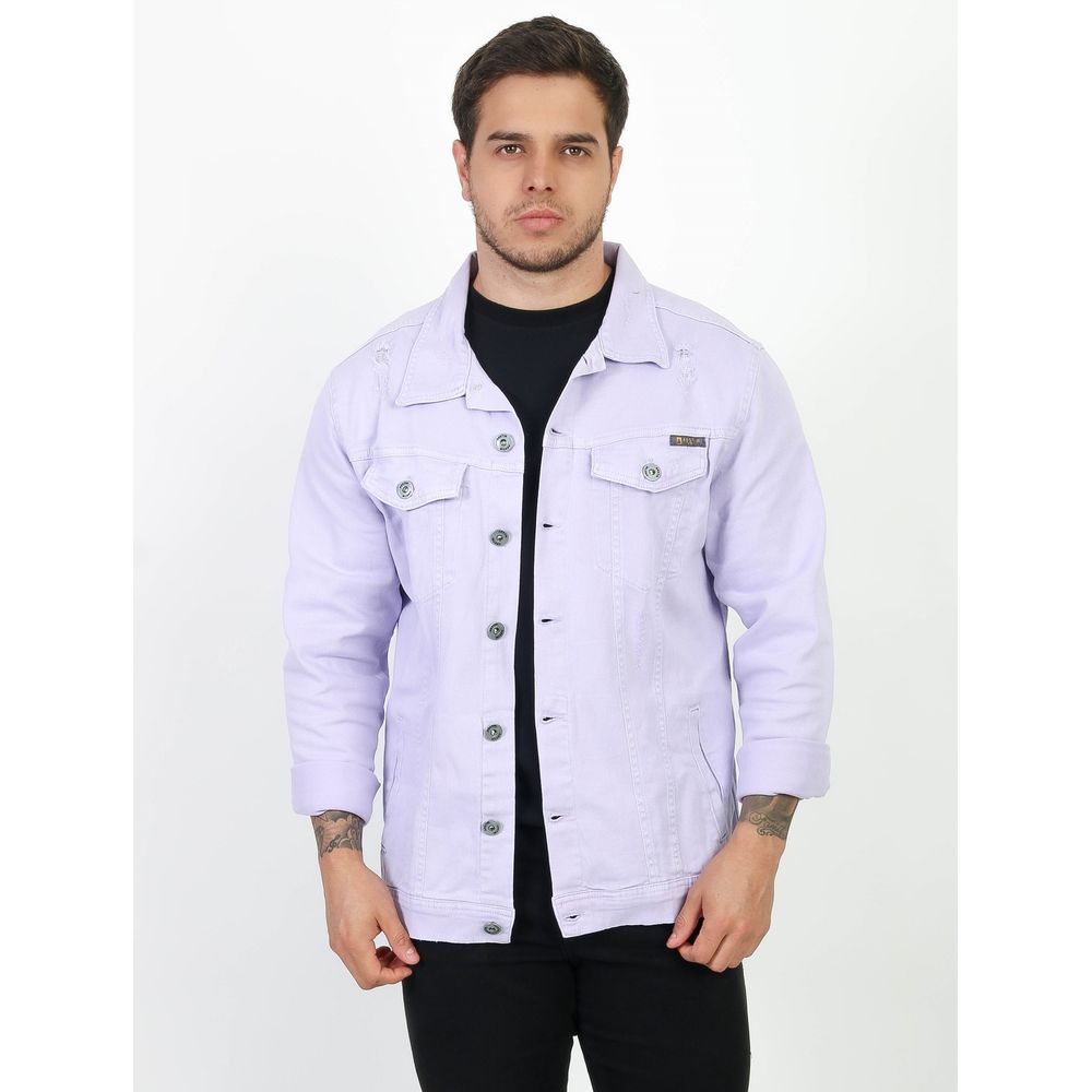 Jaqueta Sarja Jeans Lilás Masculina Destroyed Austin Club