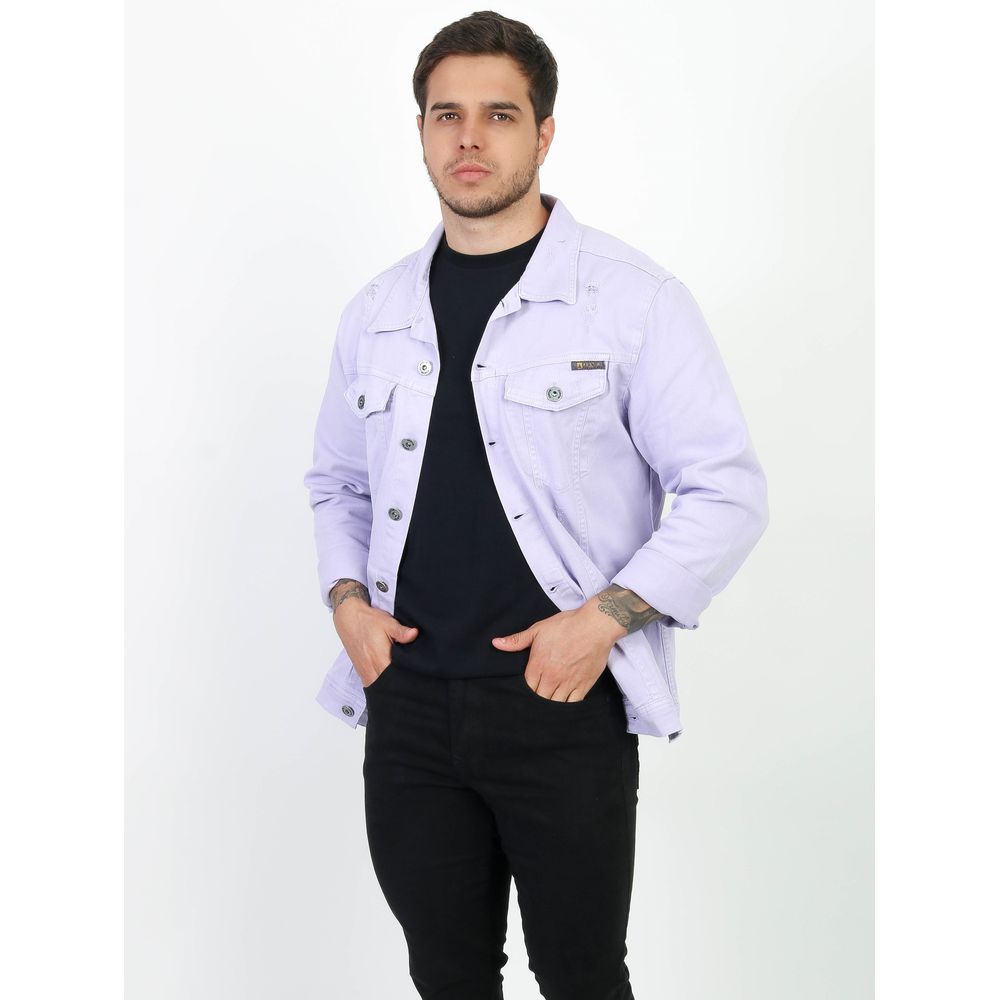 Jaqueta Sarja Jeans Lilás Masculina Destroyed Austin Club