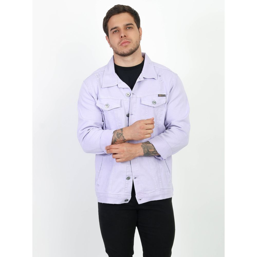 Jaqueta Sarja Jeans Lilás Masculina Destroyed Austin Club