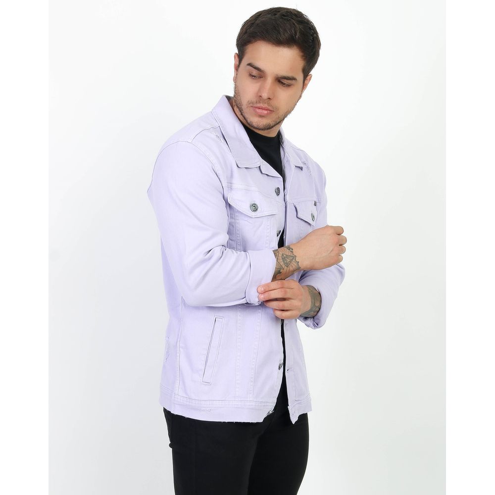 Jaqueta Sarja Jeans Lilás Masculina Destroyed Austin Club