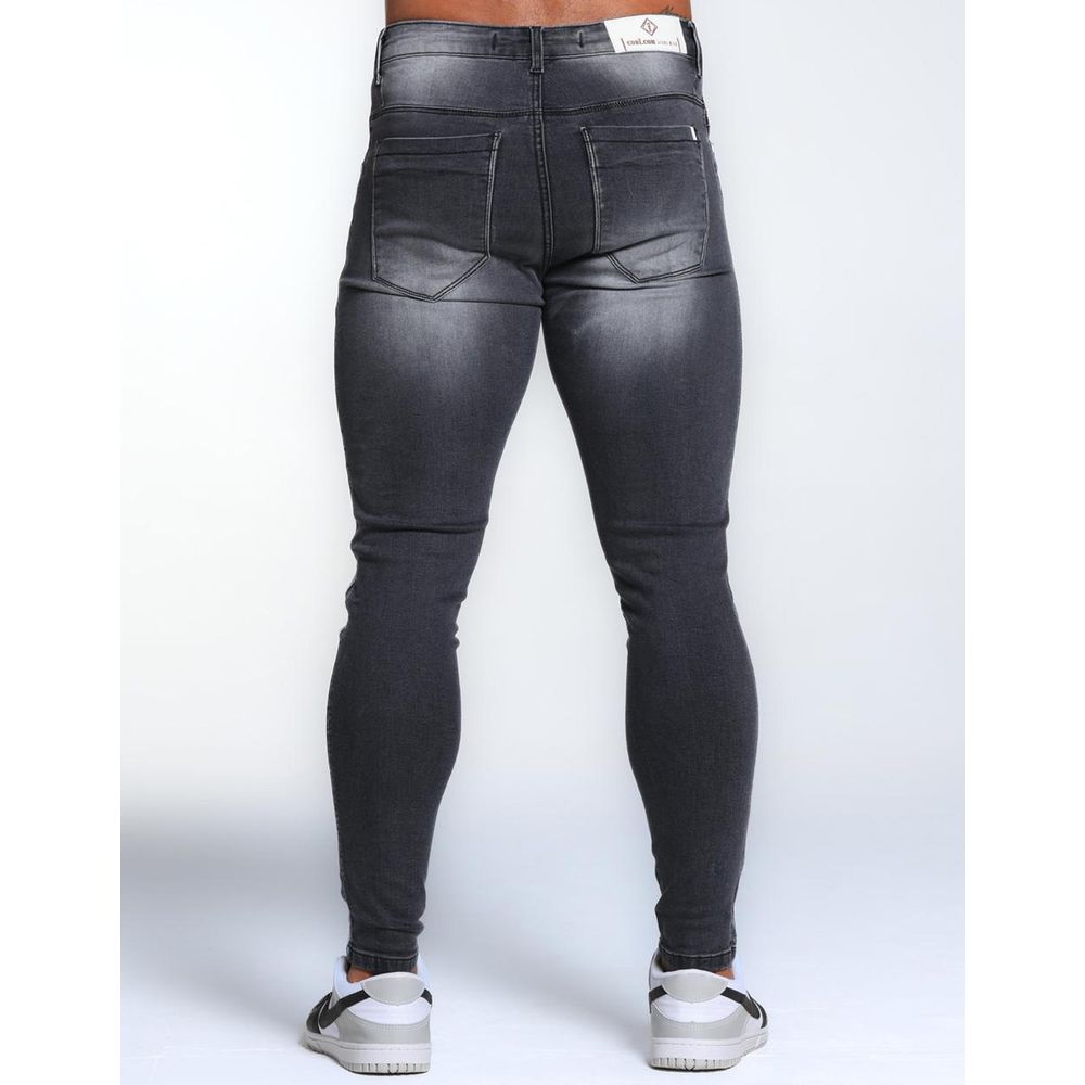 Calça Jeans Cinza Marmorizada Faixa Lateral Devorê Destroyed Codi Jeans