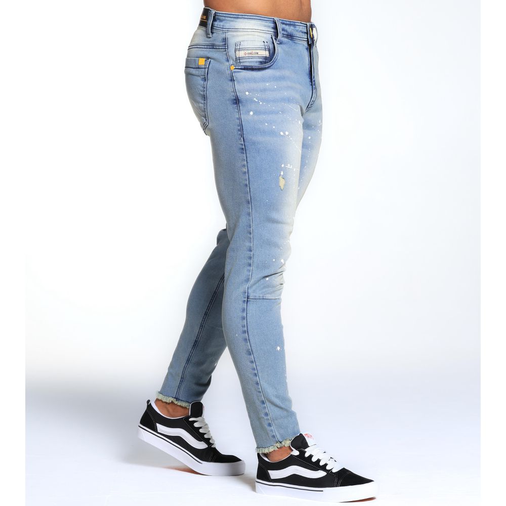 Calça Jeans Skinny Sky Clean Destroyed Respingos Tinta CODI JEANS
