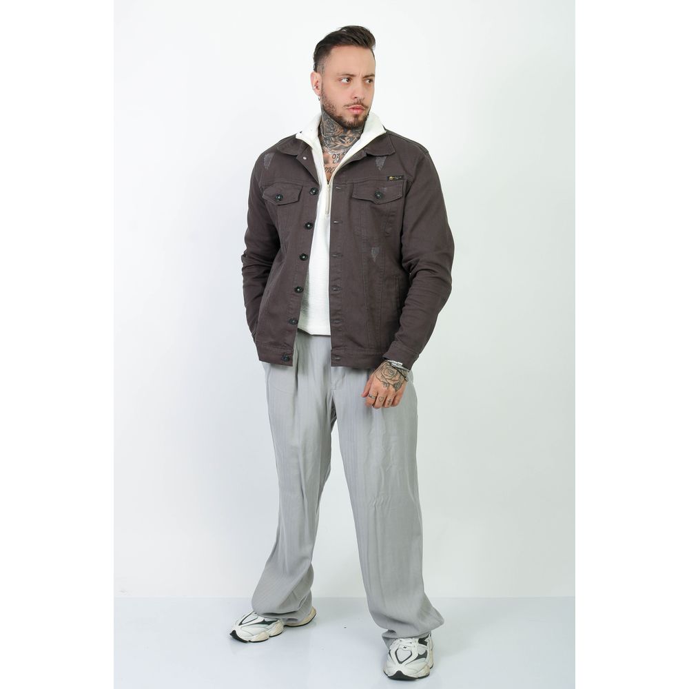 Jaqueta Jeans Slim Cinza Escuro Masculina Austin Club Premium