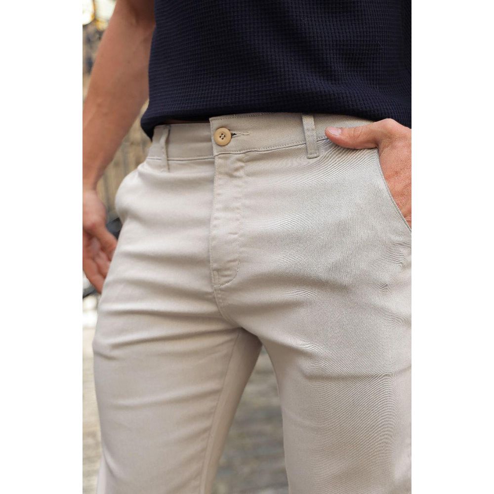 Calça Sarja Alfaiataria Slim Fit Masculina Bege Codi Jeans Bege