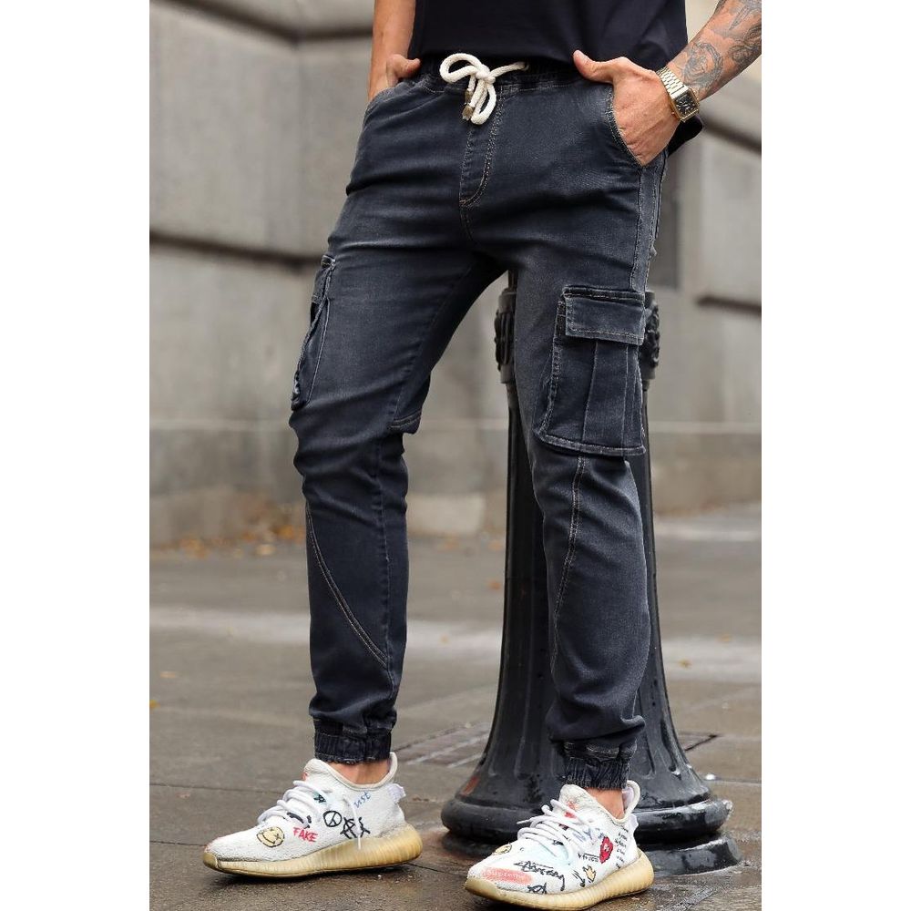 Calça Jeans Jogger Cargo Skinny Punho Elástico Codi Jeans Cinza