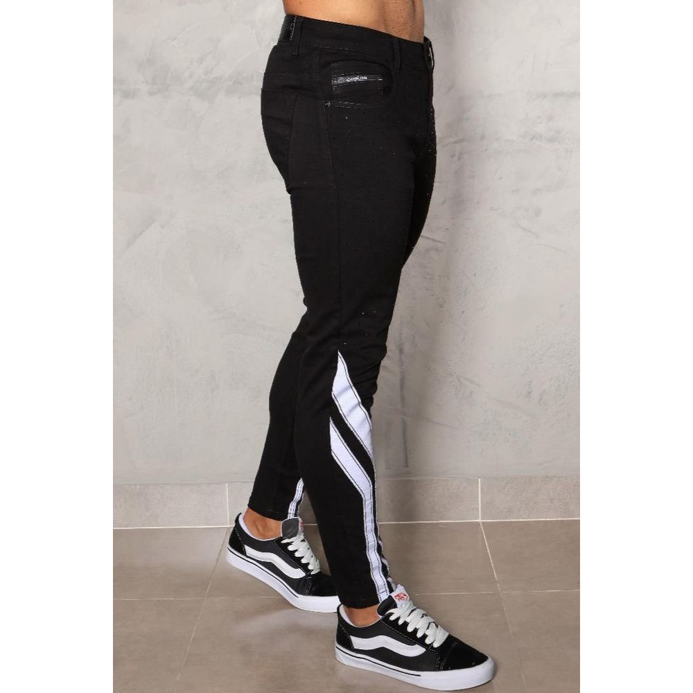 Calça Preta Skinny Masculina Faixa Lateral Street Codi Jeans