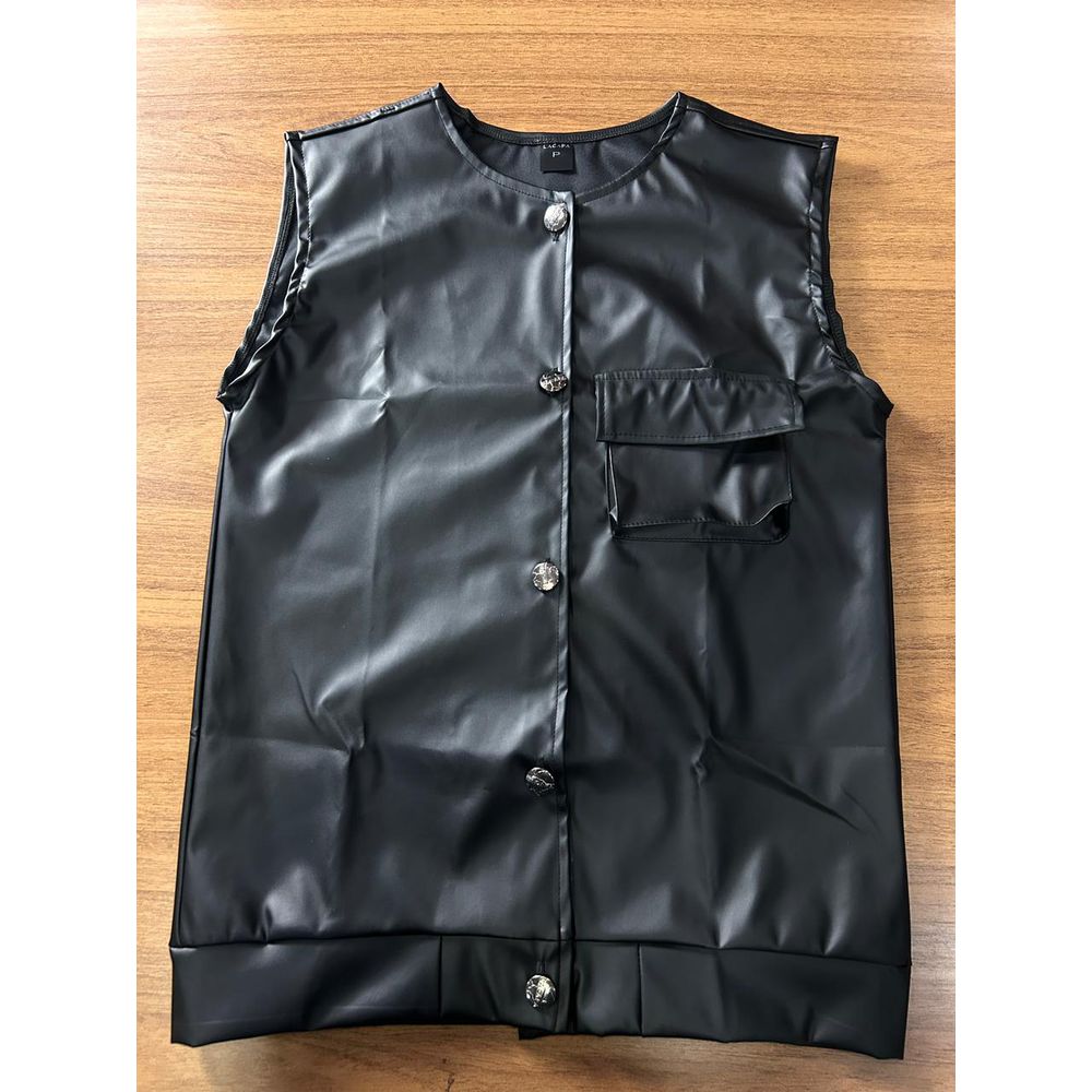 Colete Masculino Courino Lacapa Bolso Cargo Streetwear Preto Preto