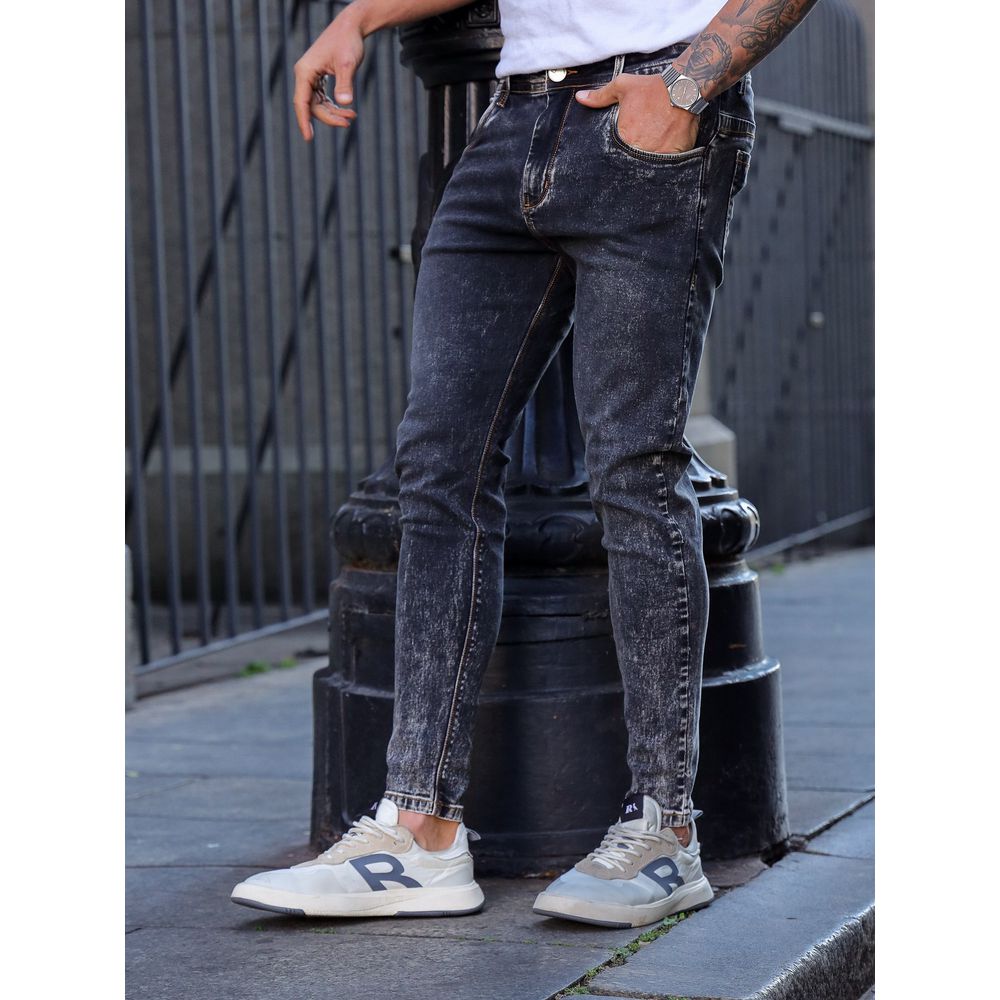 Calça Preta Marmorizada Skinny Streetwear Premium Codi Jeans