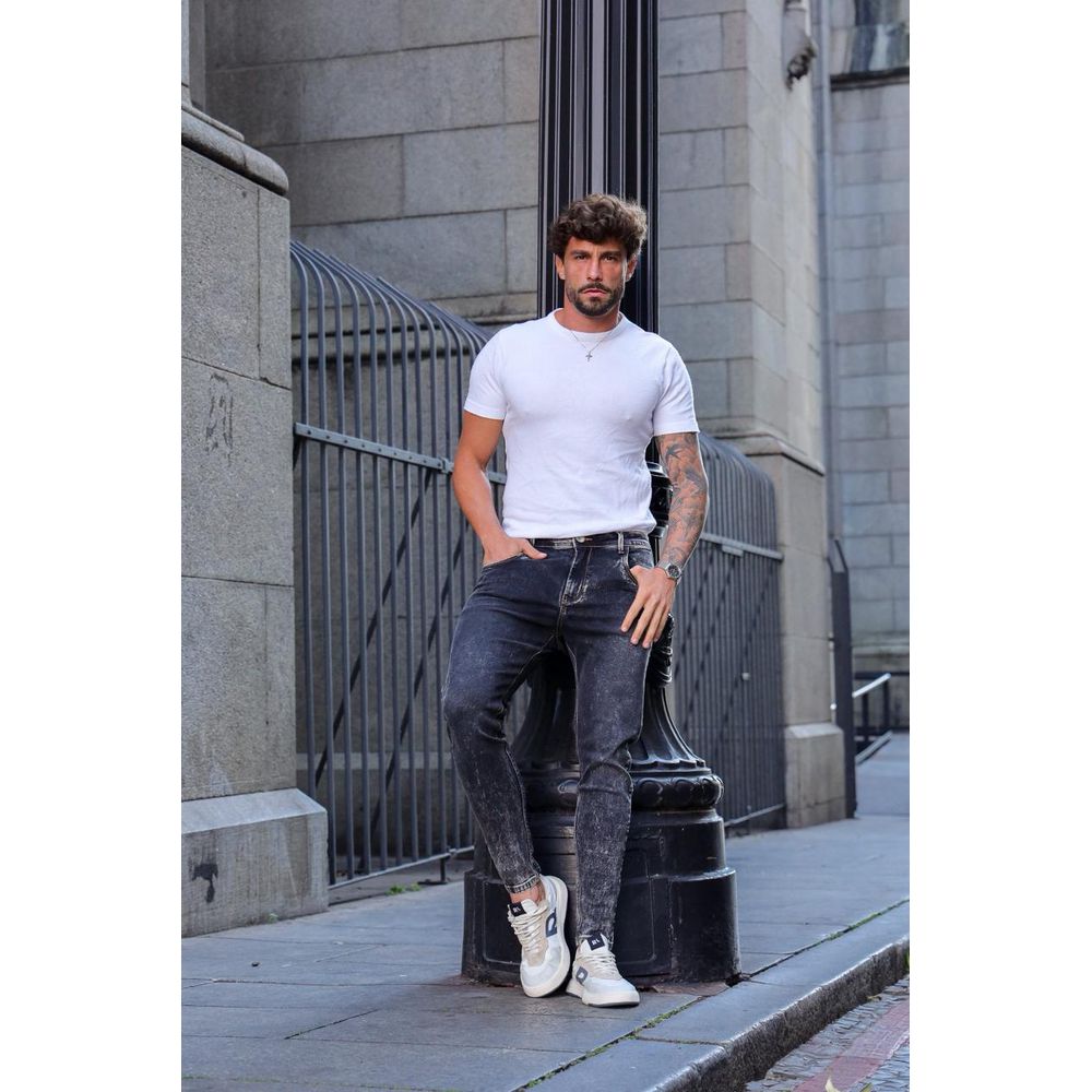 Calça Preta Marmorizada Skinny Streetwear Premium Codi Jeans