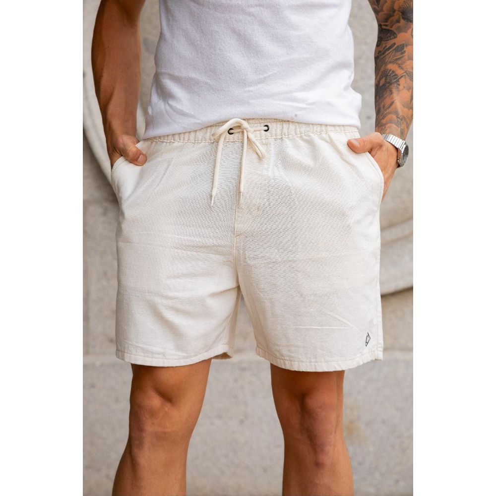 Short Curto Masculino Bermuda Linho Alfaiataria Slim Fit Bege
