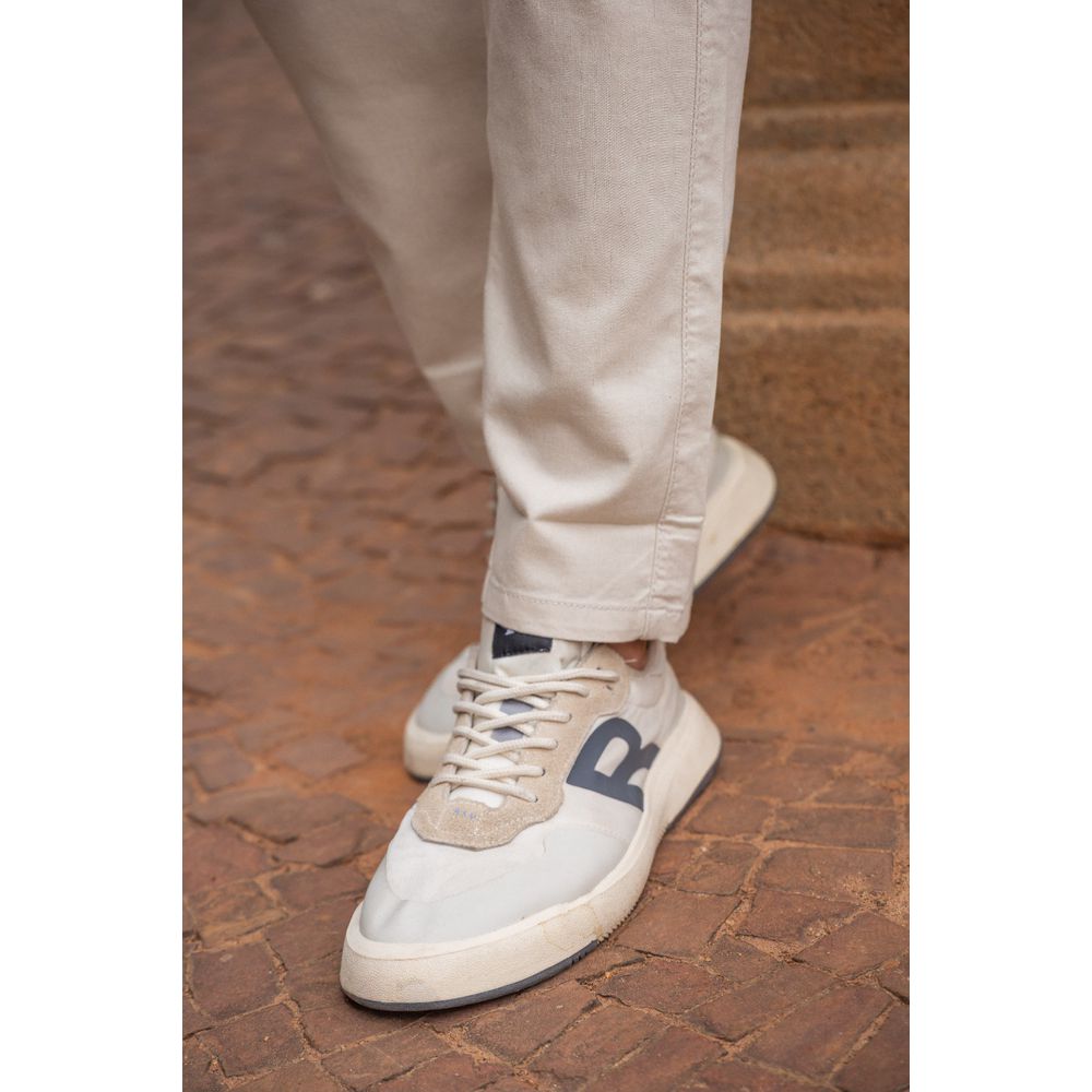 Calça Alfaiataria Linho Slim Fit Masculina Social Premium Bege