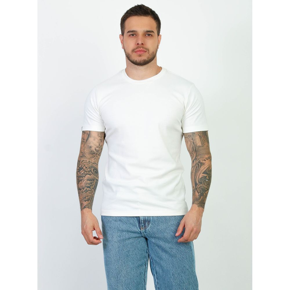 Camiseta Slim Fit Branca Masculina Suedine Malha Egipcia Branco