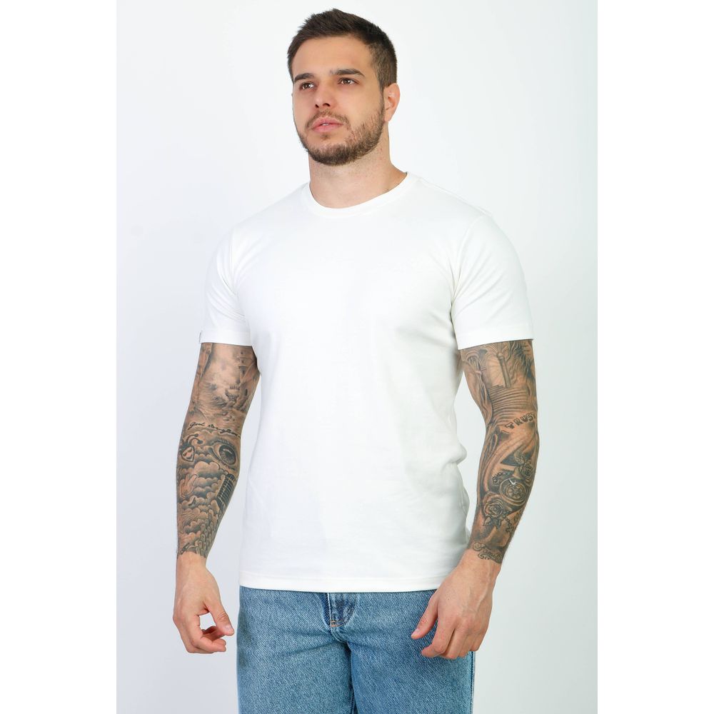 Camiseta Slim Fit Branca Masculina Suedine Malha Egipcia Branco