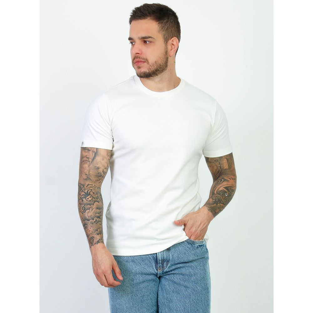 Camiseta Slim Fit Branca Masculina Suedine Malha Egipcia Branco