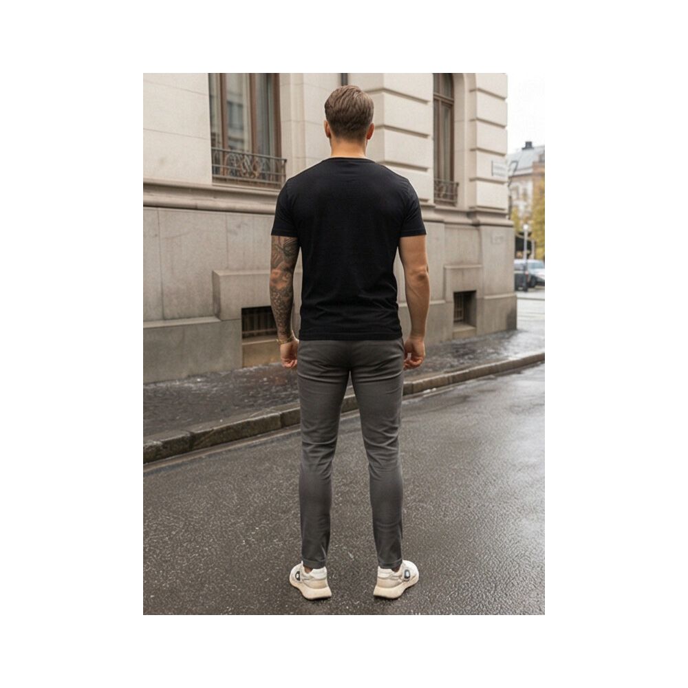 Calça Social Sarja Alfaiataria Cinza Masculina Slim Premium