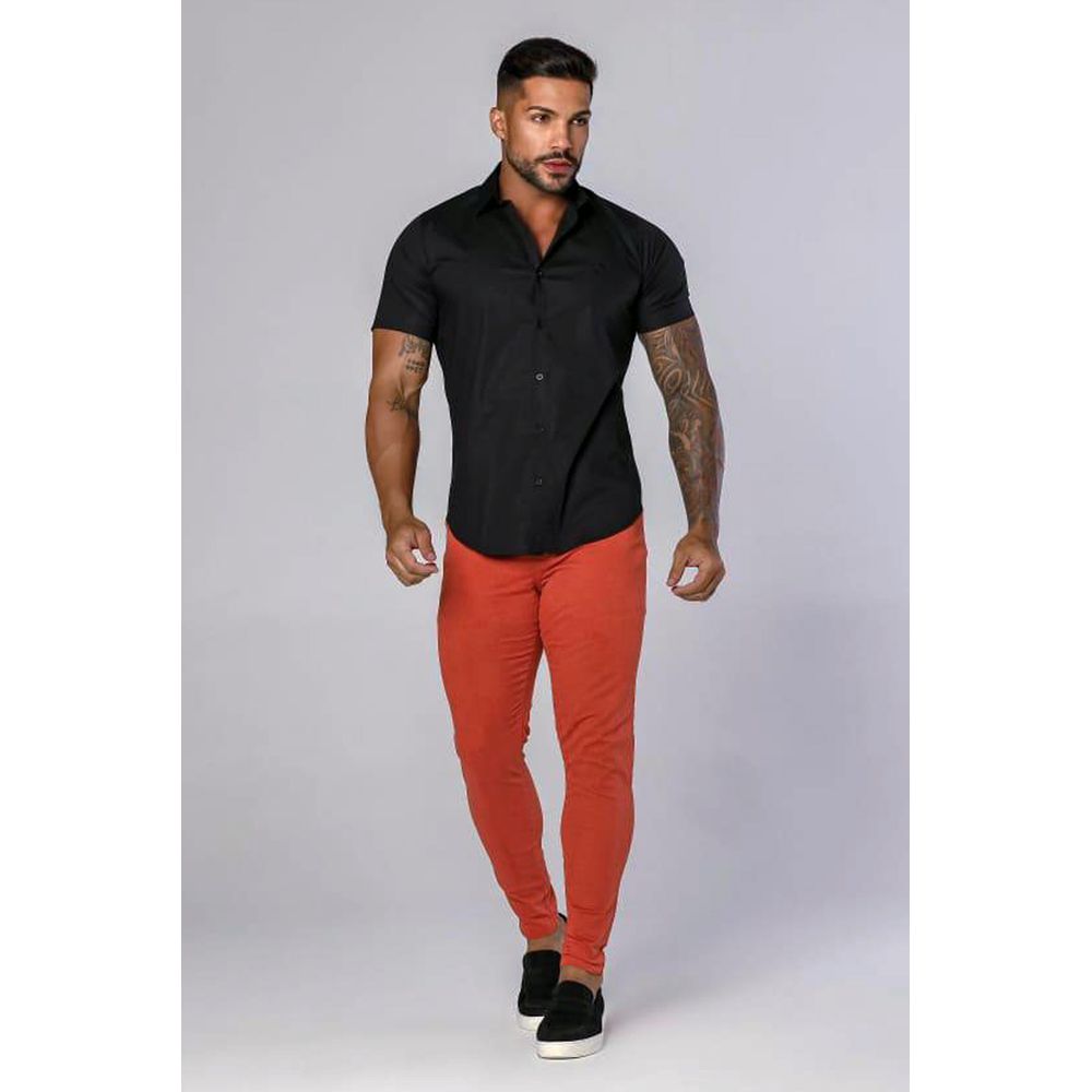 Calça Sarja Alfaiataria Skinny Laranja Páprica Codi Jeans