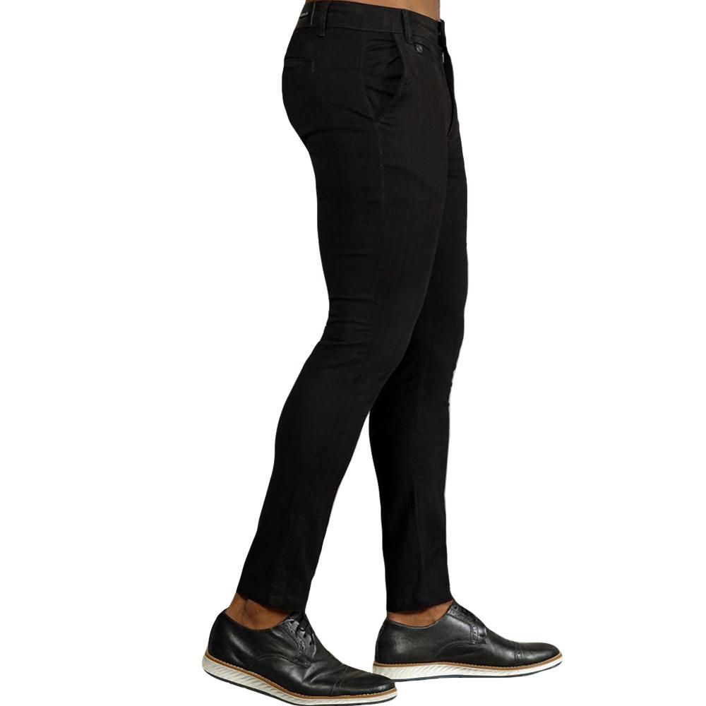 Calça Alfaiataria Italiana Slim Social Risca Giz Masculina