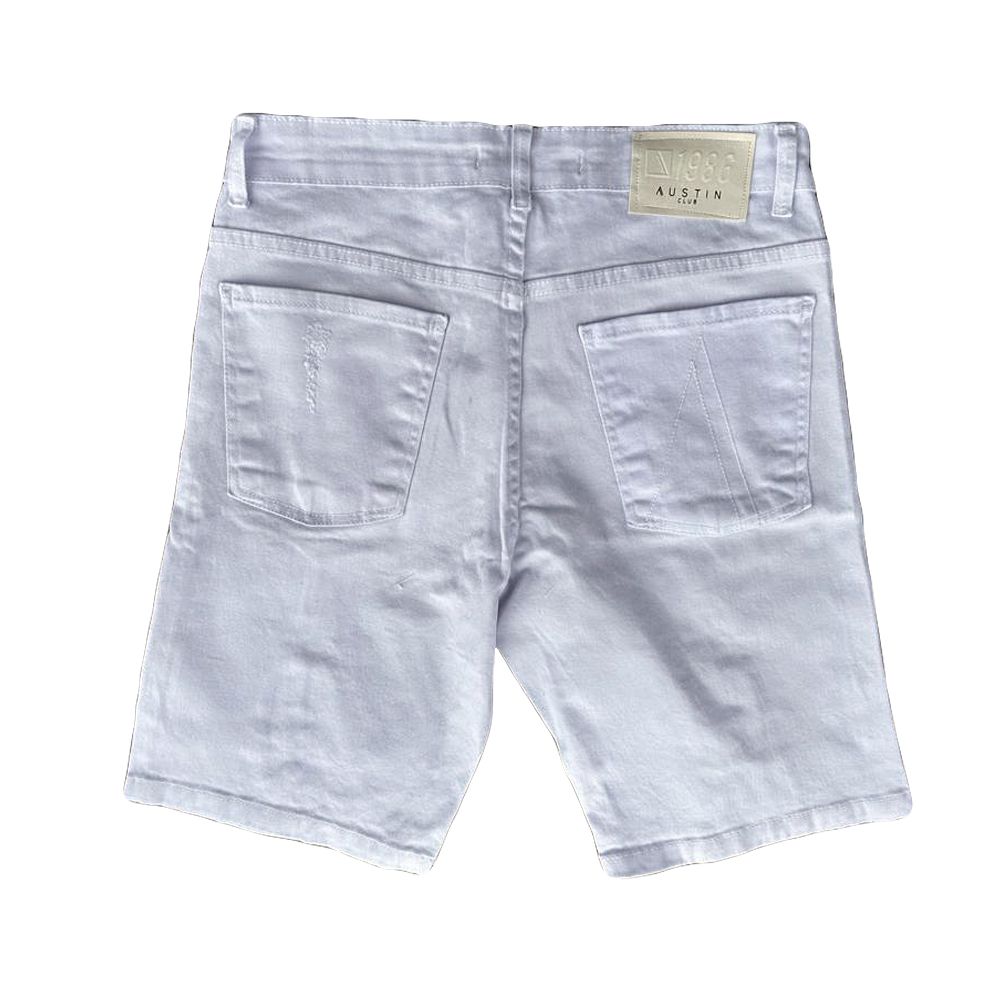 Bermuda Branca Destroyed Slim Skinny Masculina Premium
