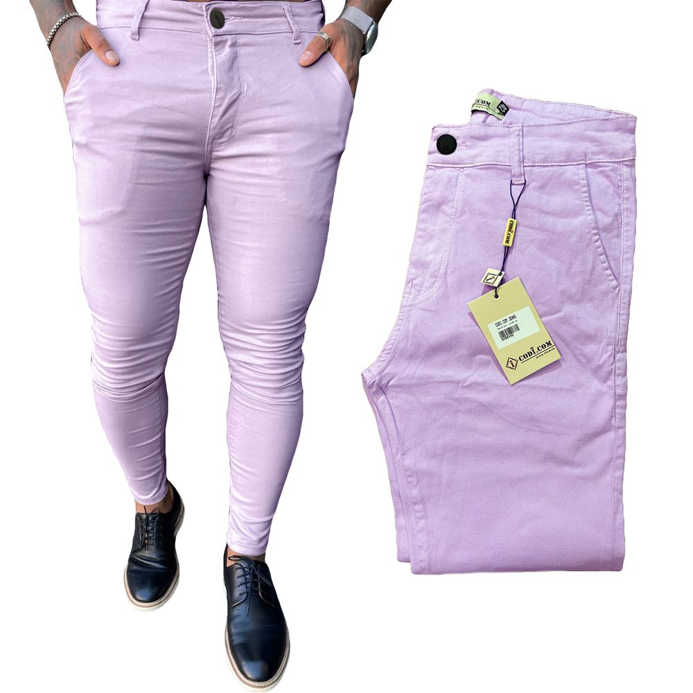 Calça Alfaiataria Lilás Skinny Social Masculina Codi Jeans