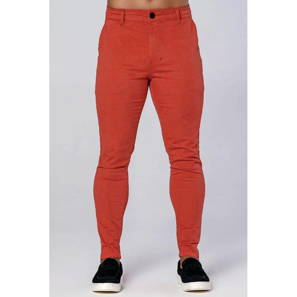Calça Sarja Alfaiataria Skinny Laranja Páprica Codi Jeans