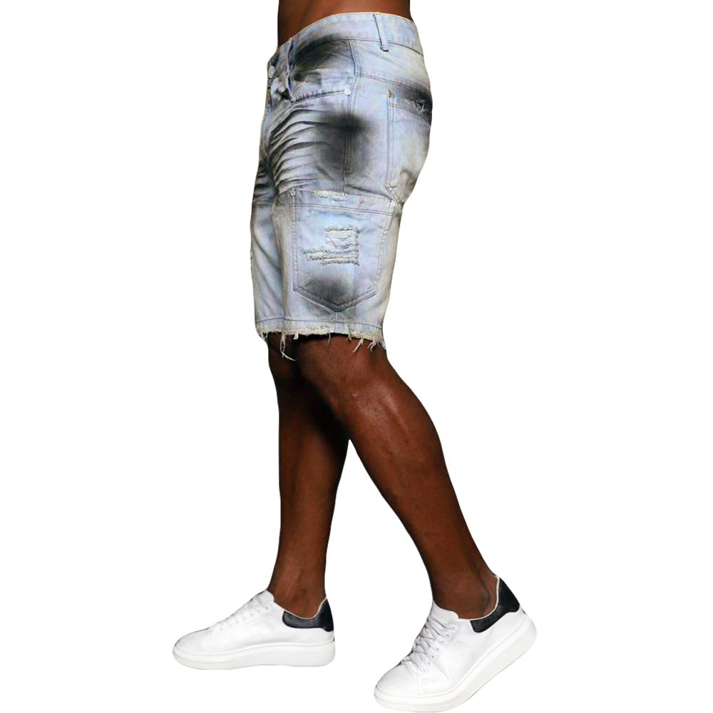 Bermuda Jeans Destroyed Manchada Skinny Bolso Codi Jeans