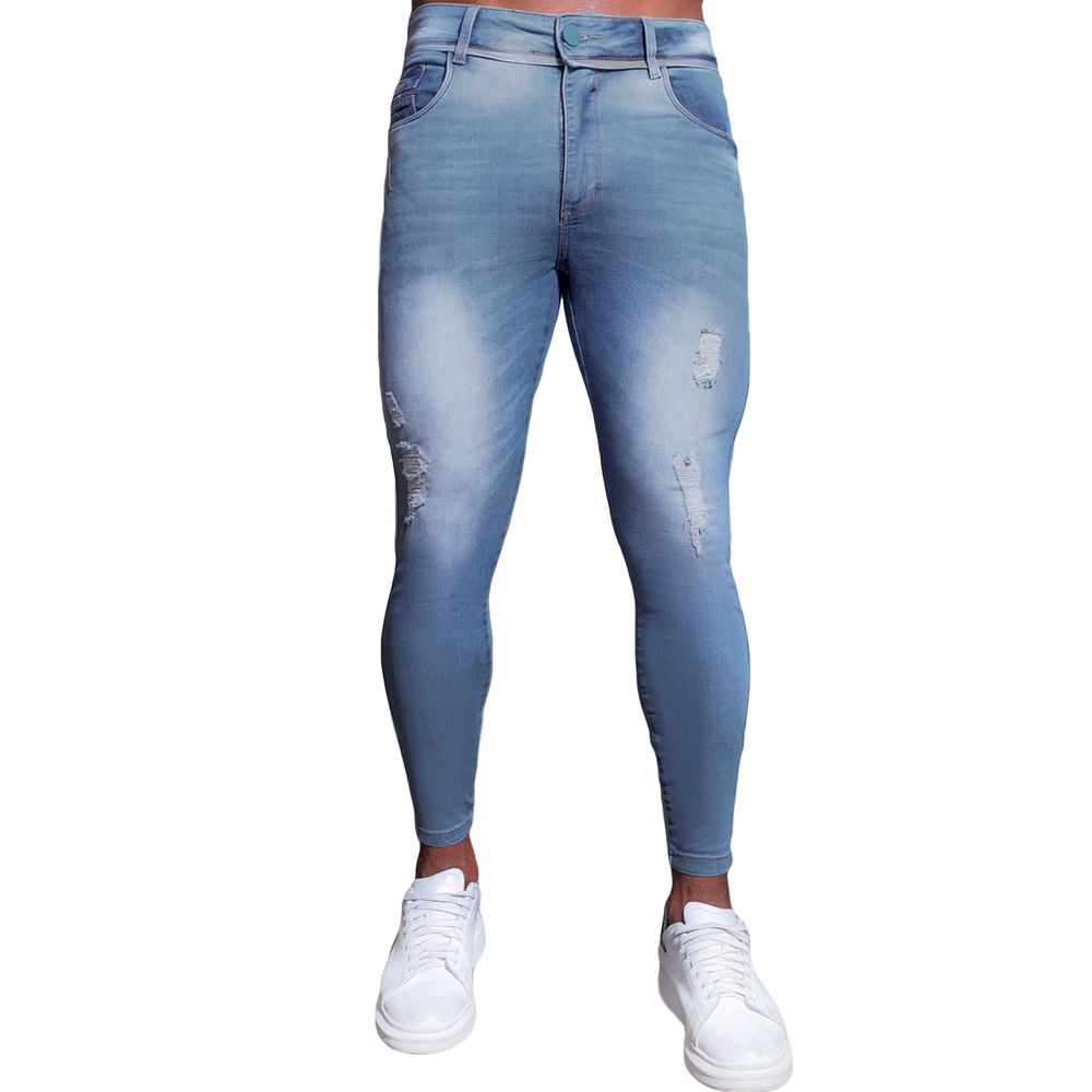 Calça Jeans Destroyed Masculina Skinny Premium Zíp... - CHIEREGATO OUTLET