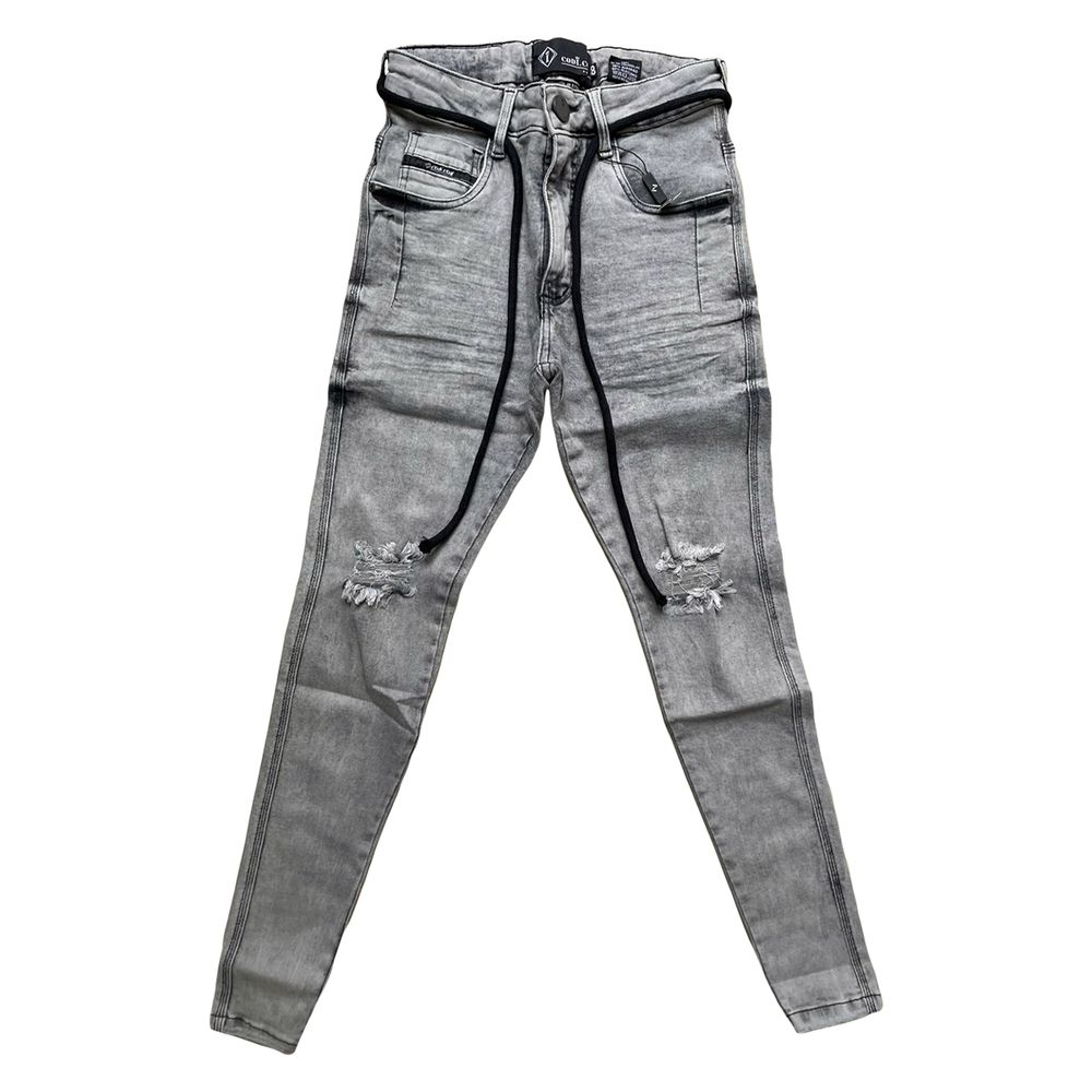 Calça Jeans Super Skinny Marmorizada Com Cordão Codi