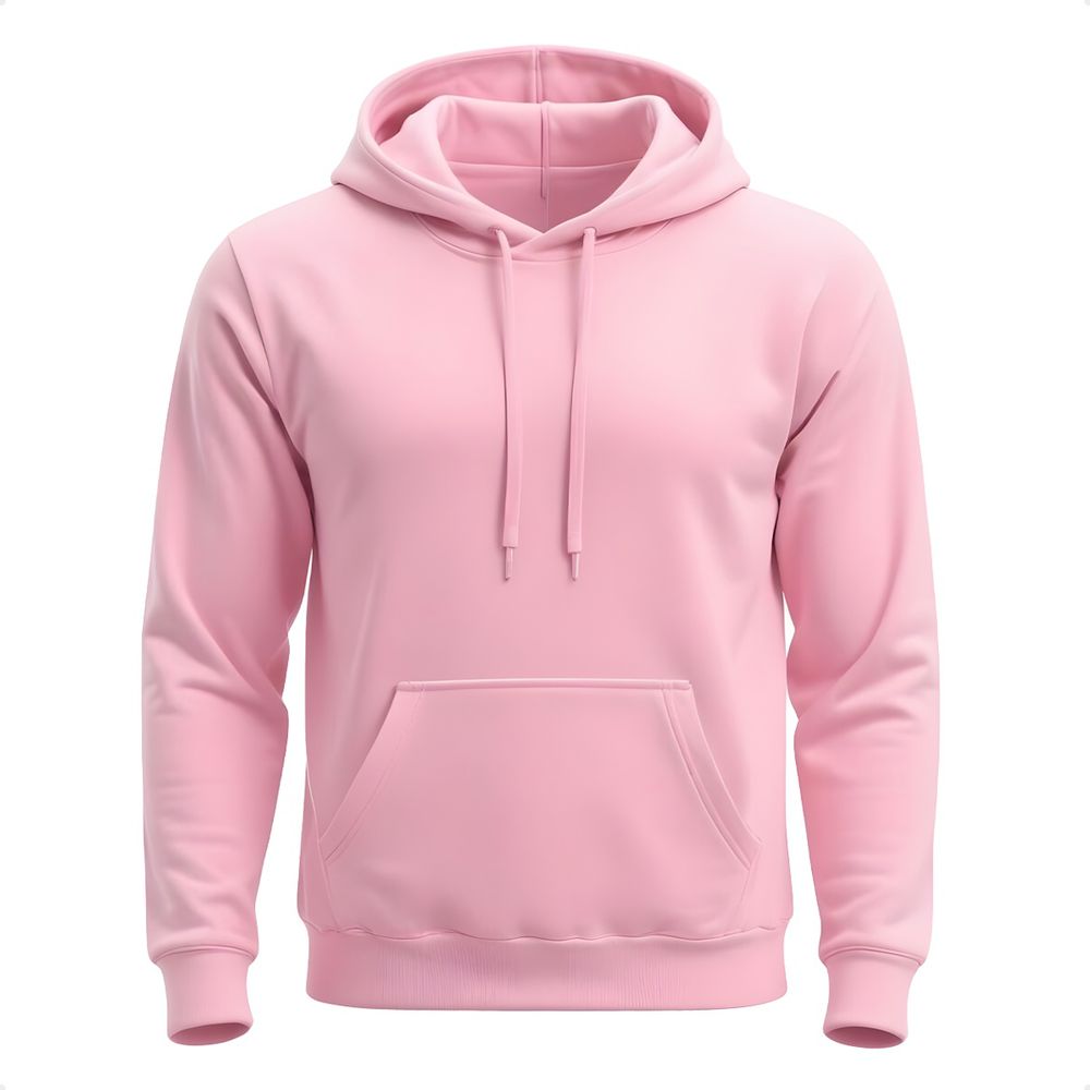 Moletom Liso Canguru Blusa De Frio Com Capuz Flanelado - Rosa