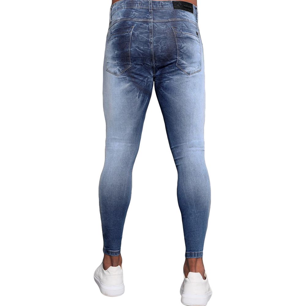 Calça Jeans Destroyed Super Skinny Pigmento Manchada Premium