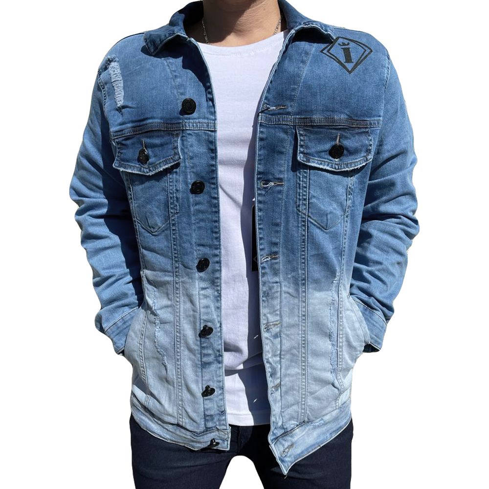 Jaqueta Jeans Degradê Azul Destroyed Masculina Codi Jeans