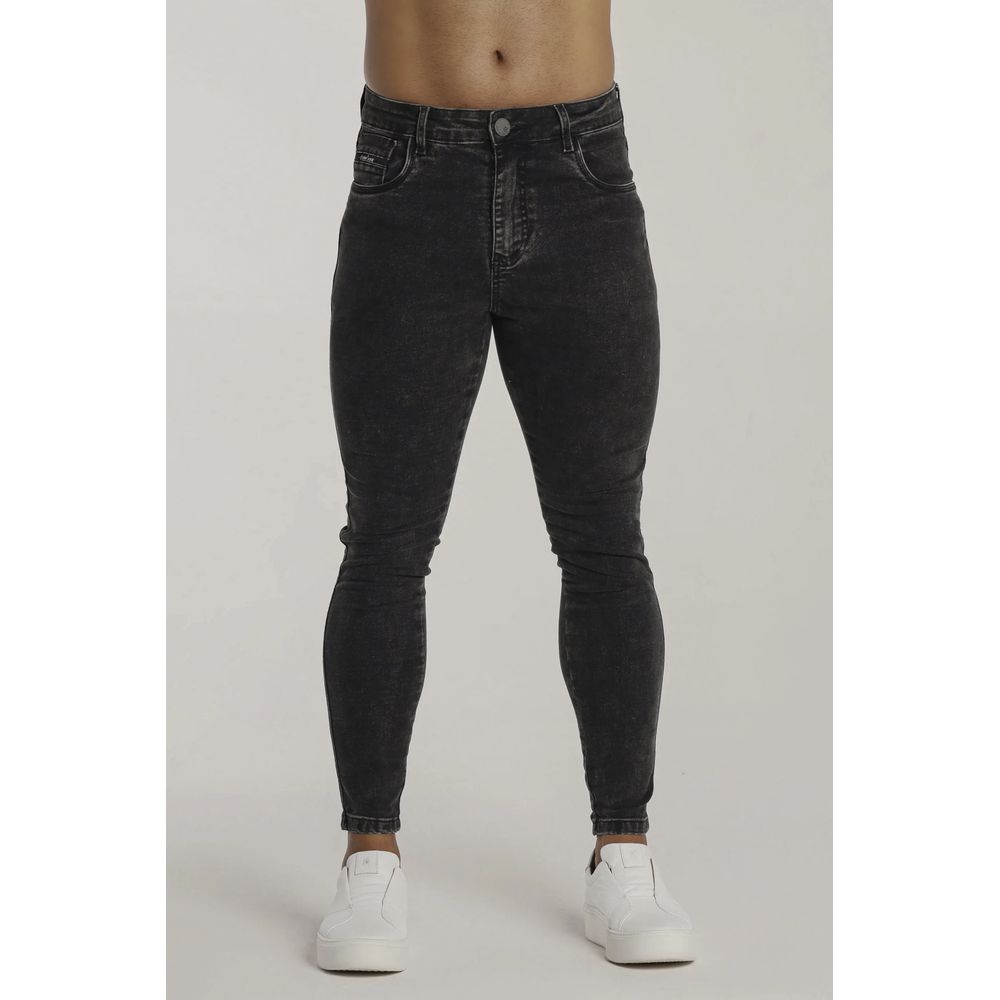 Calça Preta Marmorizada Skinny Jeans