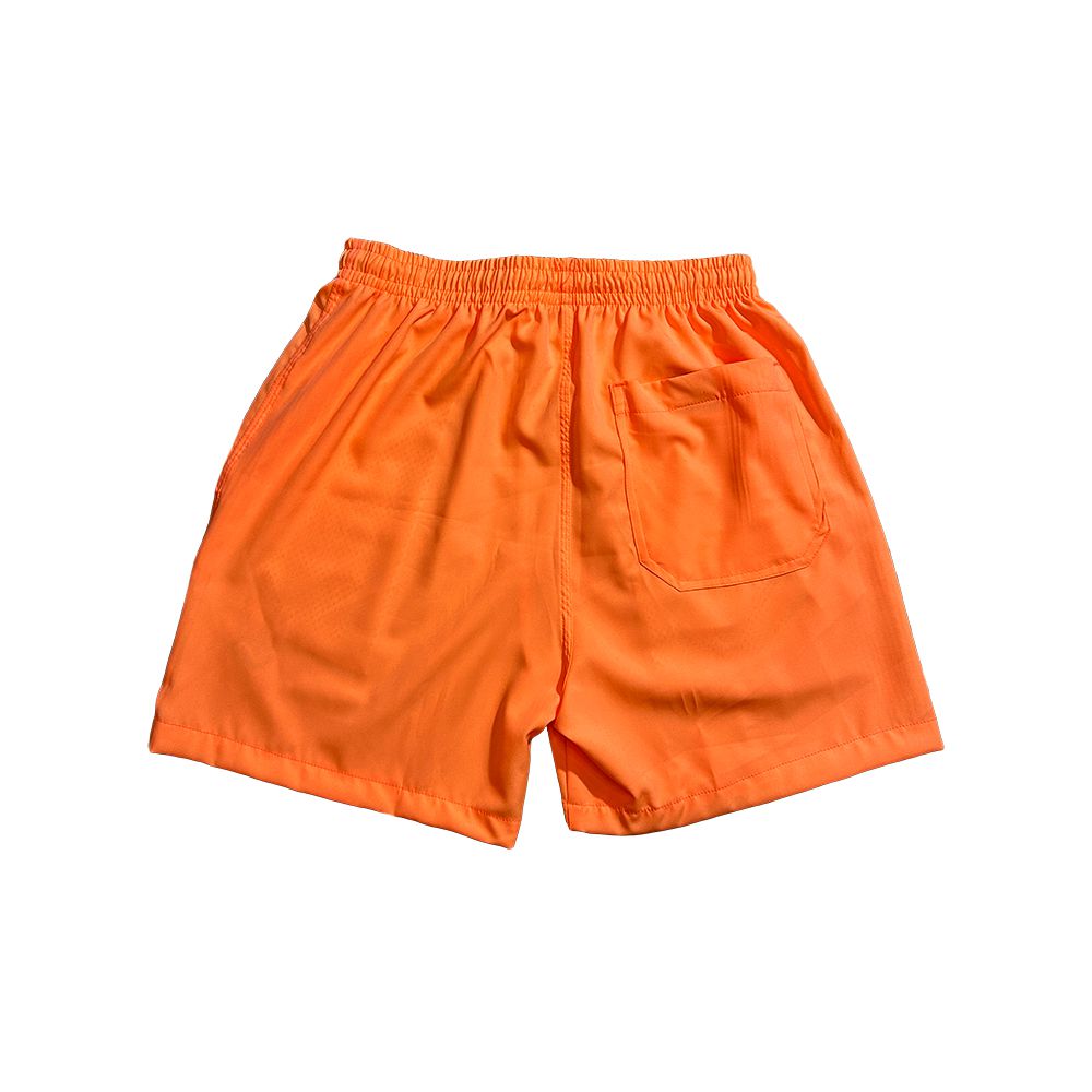 Short Praia Elastano Laranja Neon Liso Masculino Premium