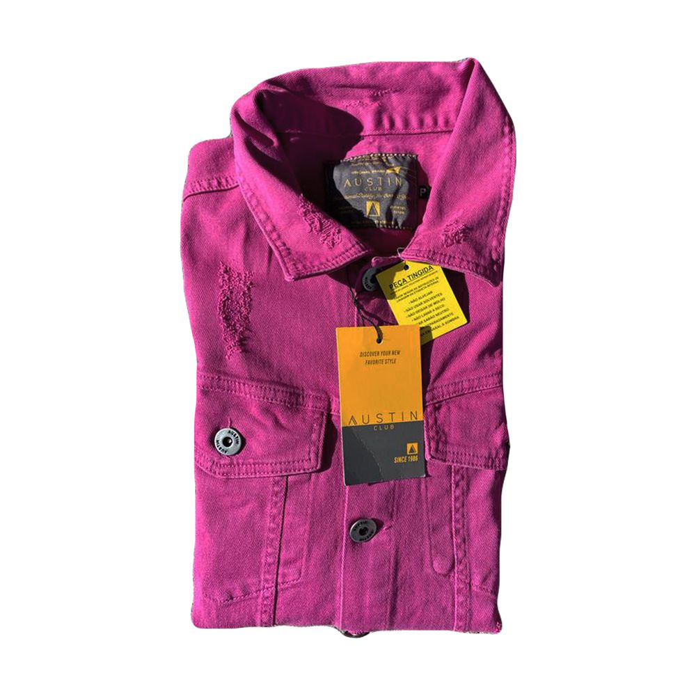 Jaqueta Sarja Jeans Neon Rosa Magenta Masculina Slim Premium