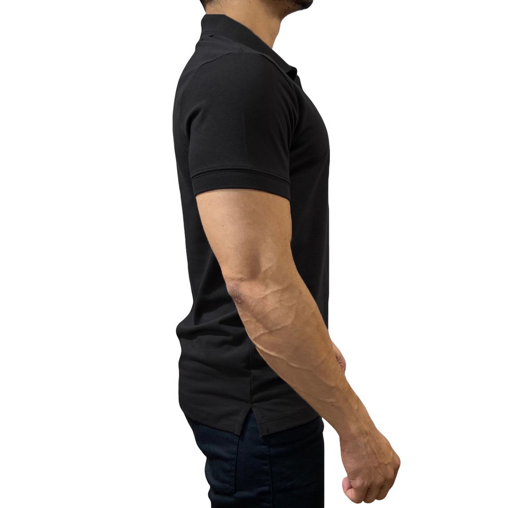 Camisa Polo Preta Slim Fit Malha Cotton Masculina Premium