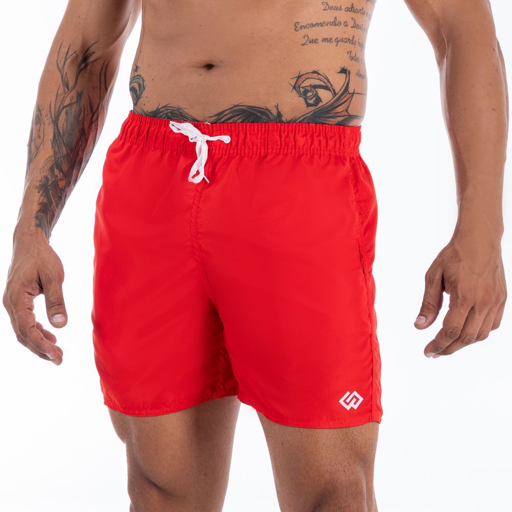 Short Bermuda Praia Vermelho Tactel Básico Masculino Premium