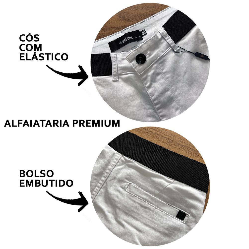 Calça Alfaiataria Social Azul Skinny Cós Elástico Codi Jeans
