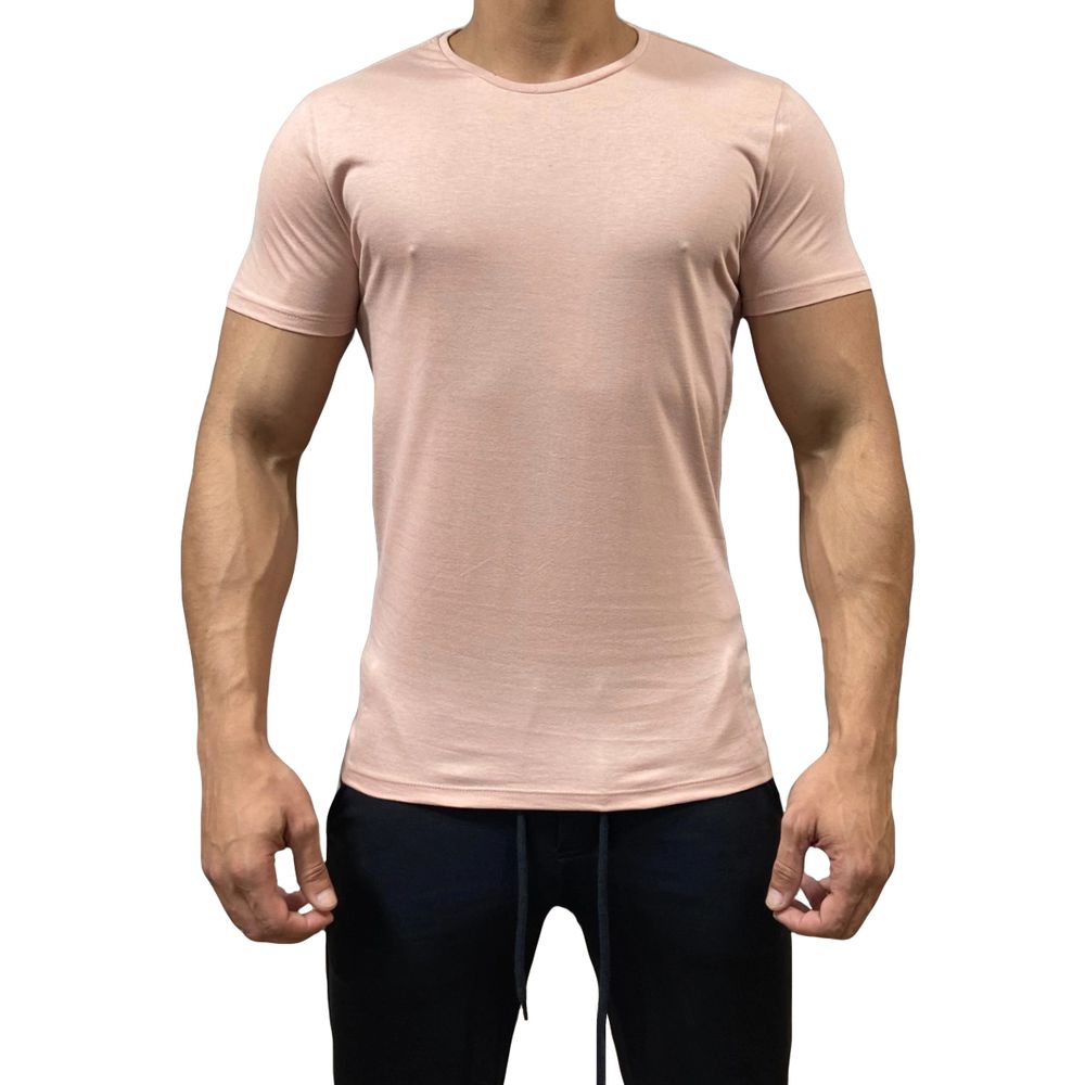 Camiseta Slim Fit Gola Redonda Manga Curta Masculina Básica