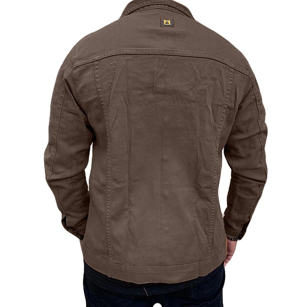 Jaqueta Jeans Marrom Masculina Sarja Com Elastano Premium