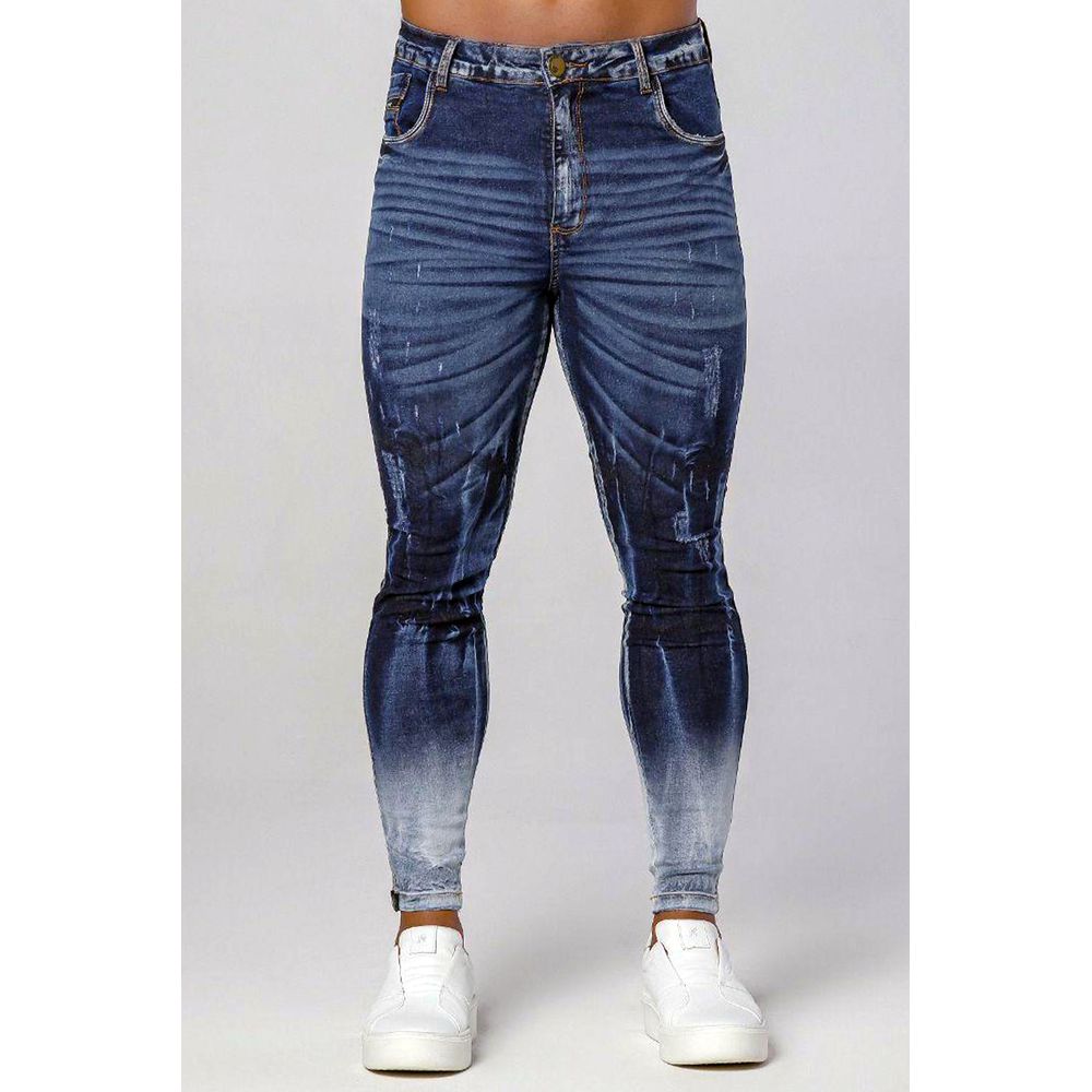Calça Jeans Skinny Masculina Codi Jeans Manchada Destroyed