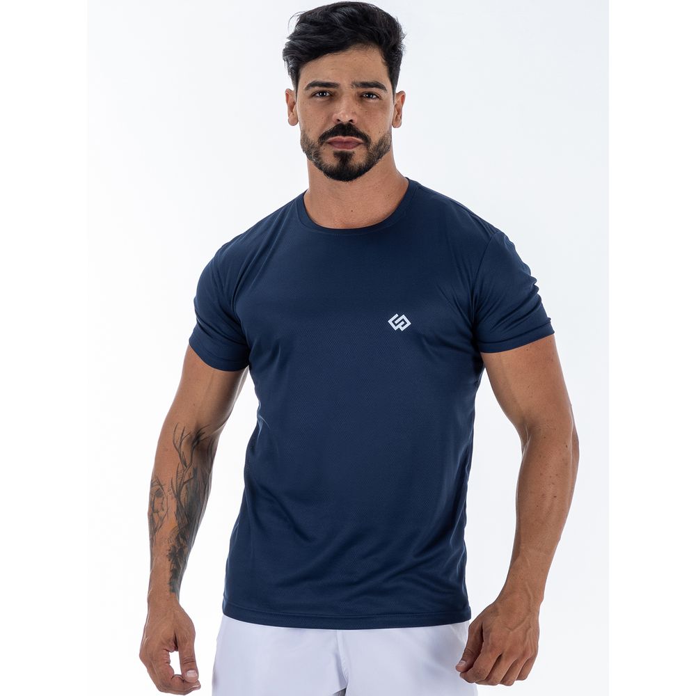Camiseta Dry Slim Masculina Esportiva Academia Treino - Azul Marinho