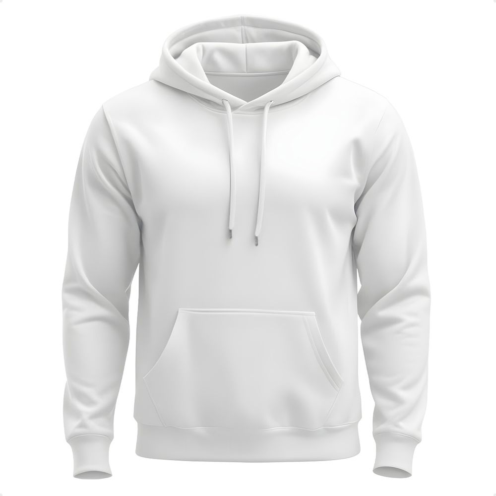 Moletom Liso Canguru Blusa De Frio Com Capuz Flanelado - Branco