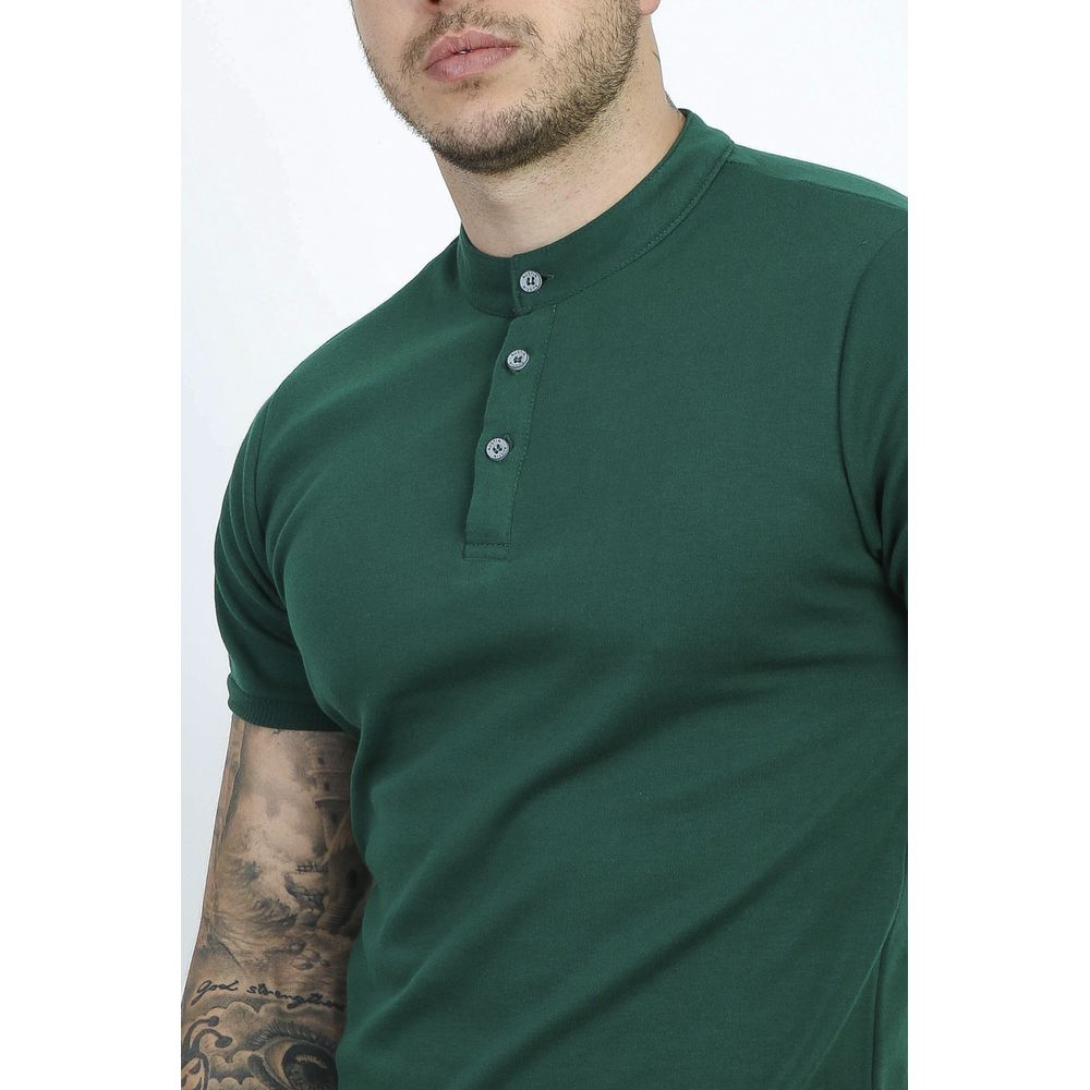Camiseta Henley Gola Padre 3 Botões Masculina Slim Cotton