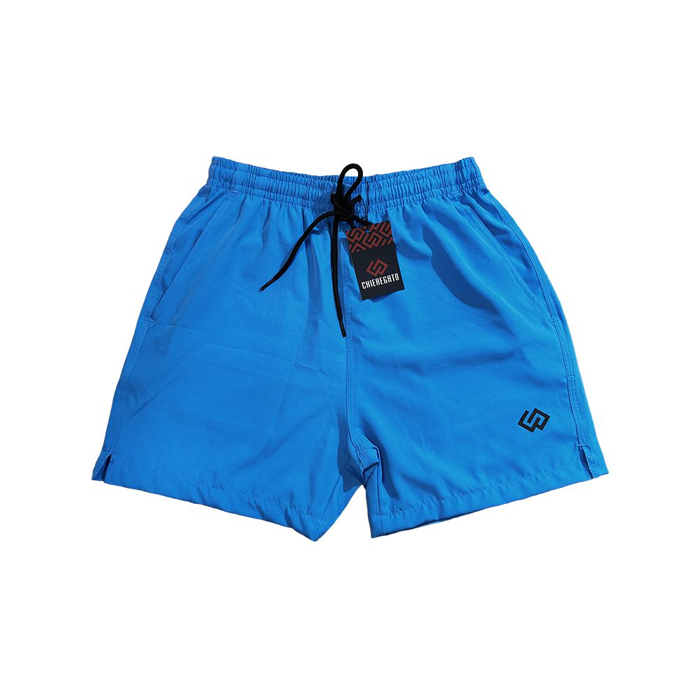 Short Praia Elastano Azul Claro Liso Masculino Premium