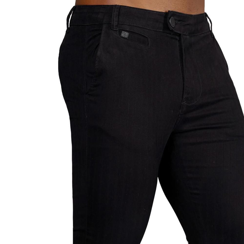 Calça Alfaiataria Italiana Slim Social Risca Giz Masculina