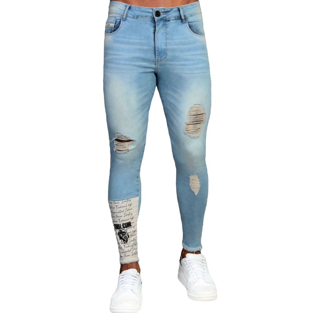 Calça Jeans Skinny Destroyed Rasgada Barra Desfiad... - CHIEREGATO OUTLET