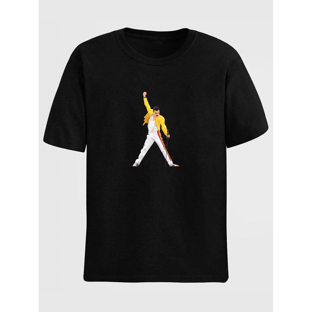 Camiseta Estampada Freddie Mercury Queen Rock - Preto