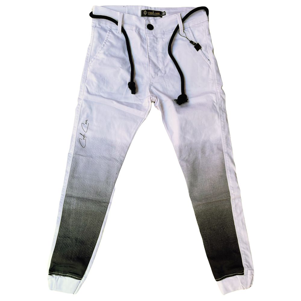 Calça Branca Masculina Skinny Com Detalhes Escritos Premium