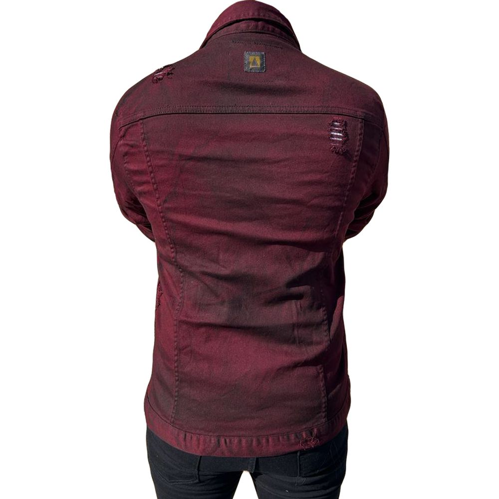 Jaqueta Casaco Jeans Destroyed Vinho Moda Masculina Premium
